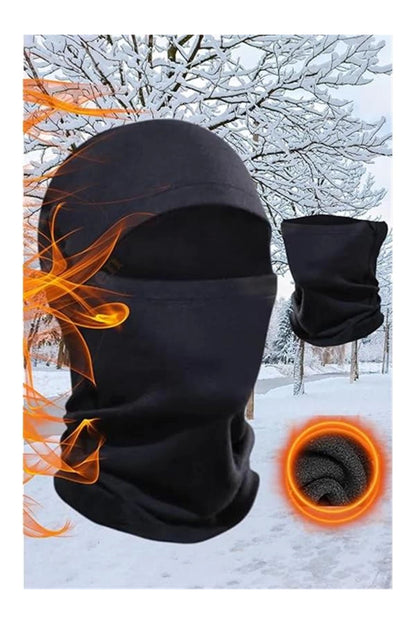 Termal Tam Yüz Kar Maskesi, Rüzgar Korumalı, Siyah Renk, Tek Beden